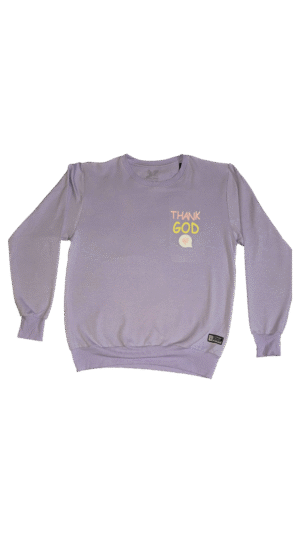 Sudadera THANK´S GOD morada