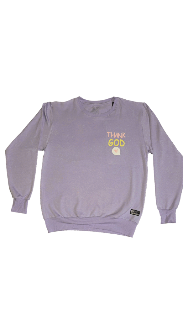 Sudadera THANK´S GOD morada