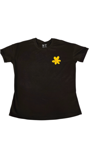 Camisa negra Flor AMARILLA Isaias mujer