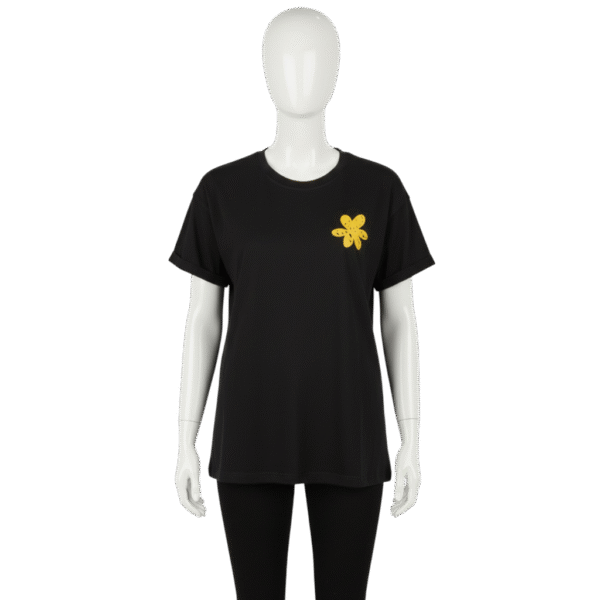 Camisa negra Flor AMARILLA Isaias mujer