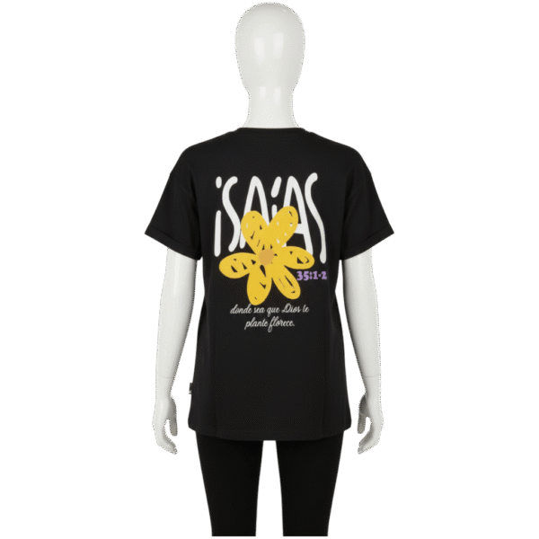 Camisa negra Flor AMARILLA Isaias mujer