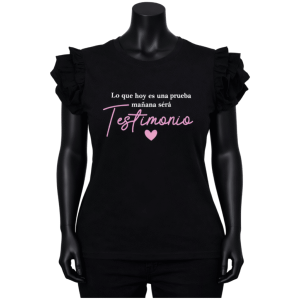 Lo que hoy es prueba mañana testimonio blusa negra Mujer